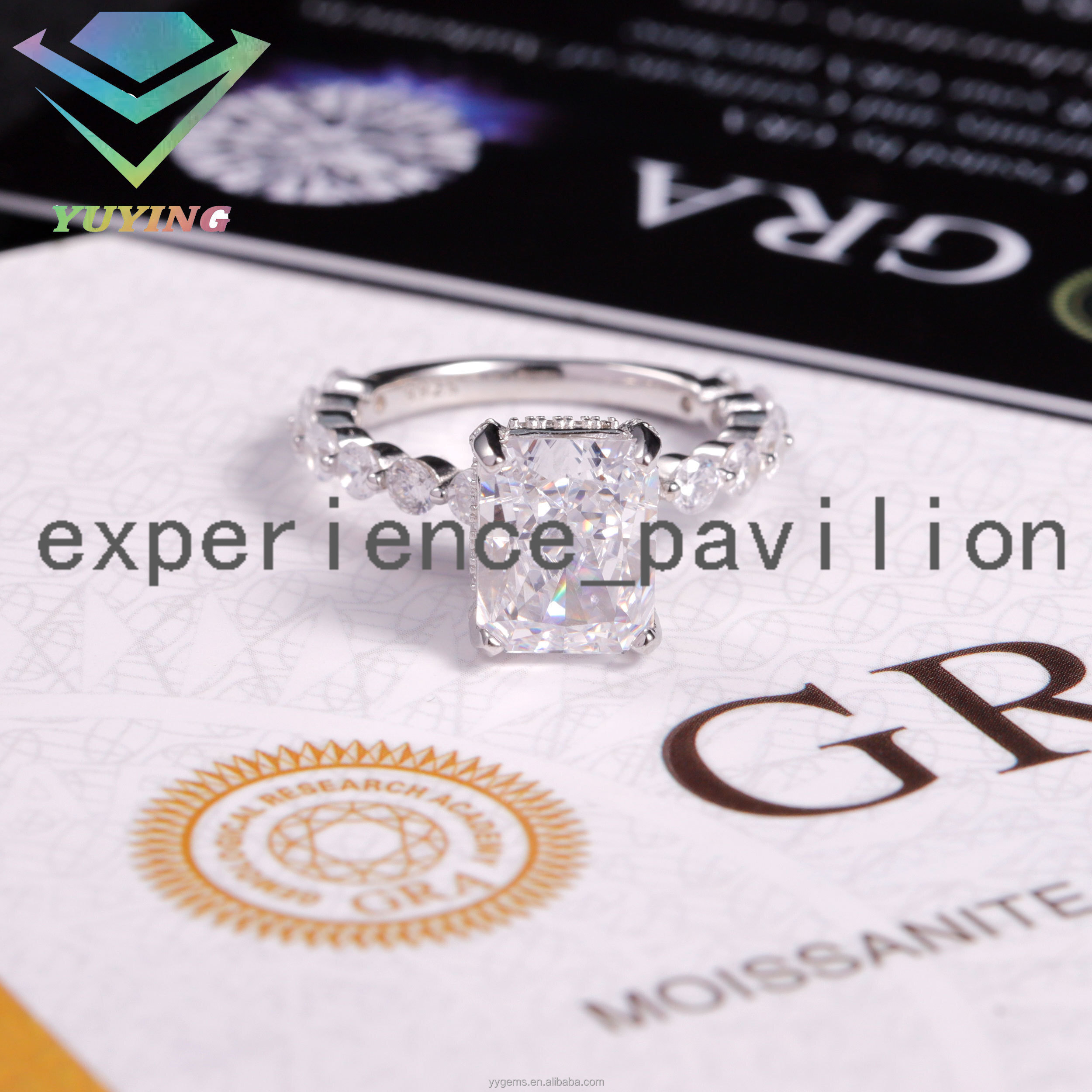 Custom Hidden Halo Radiant Cut Ice Crushed 4CT Moissanite 14K White Gold Wedding Engagement Ring Fine Jewelry Women Fine Rings