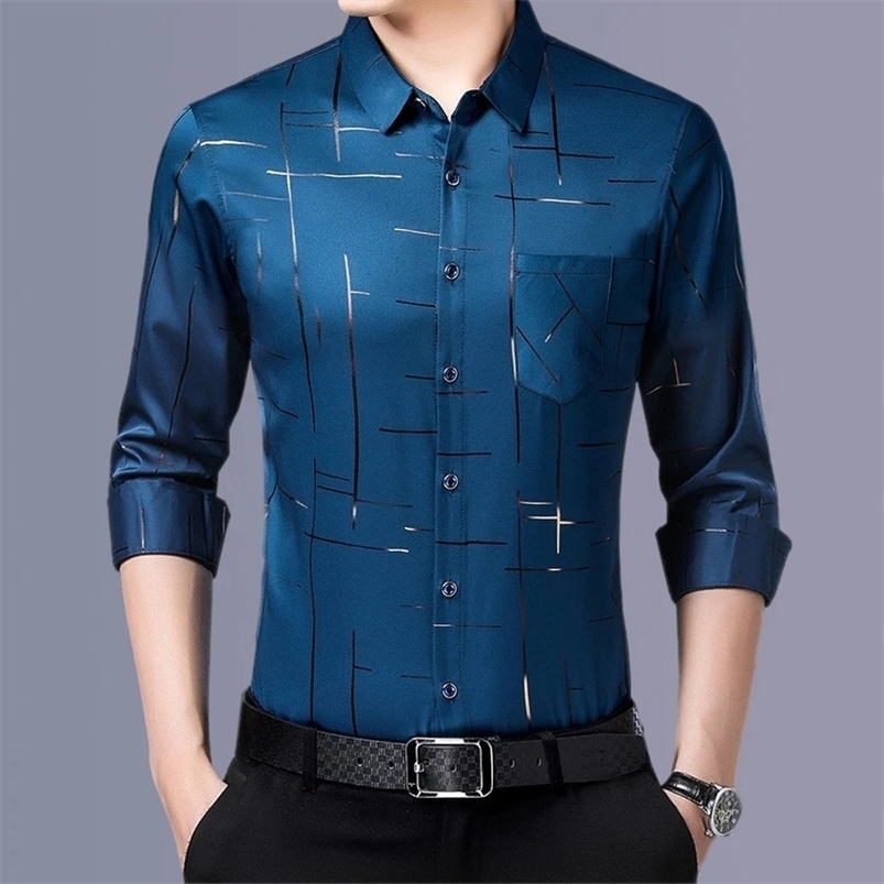 Mens Casual and Fashionable Long Sleeved Printed Shirt Non Ironing and Wrinkle Resistant Business Top250819ww