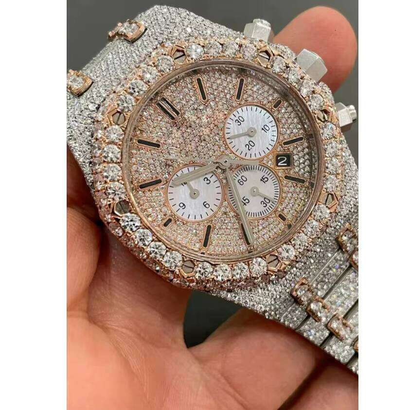 Men's Iced Out Hip Hop Moissanite Customizable Dia Stainless Steel Fashion Smart Watch Perfect Gift for Him