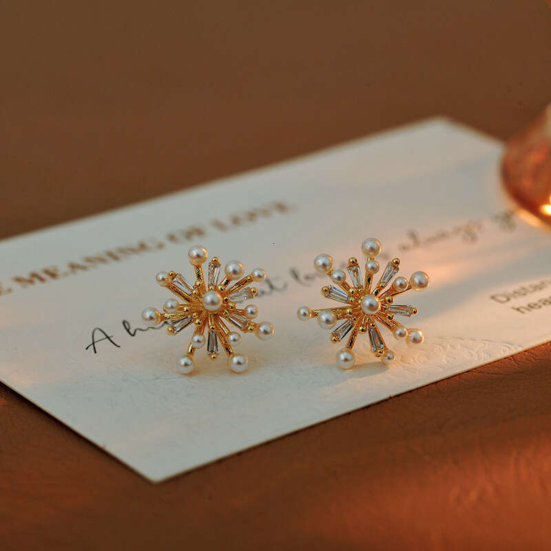 DHpet Fireworks Pearl 2025 New Trendy Internet Celebrity Elegant Women's Earrings Pure Sier Needle Ear Jewelry High-end Feel