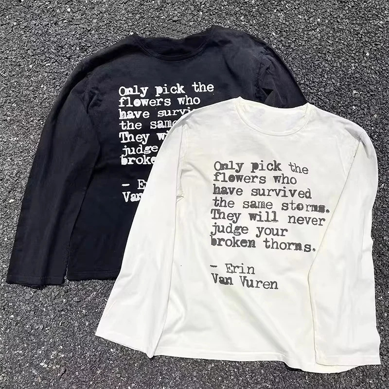 90S Hip Hop Vintage Casual Letter Print Y2K Long Sleeve O-Neck T-shirt Streetwear Harajuku Goth Tee Loose Top Men Women Clothes 250818