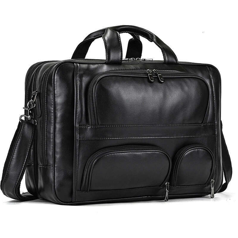 Genuine Leather Men's Handbag Commuting Business Trip Briefcase Large Capacity 17inch Laptop Single Shoulder Crossbody Bag