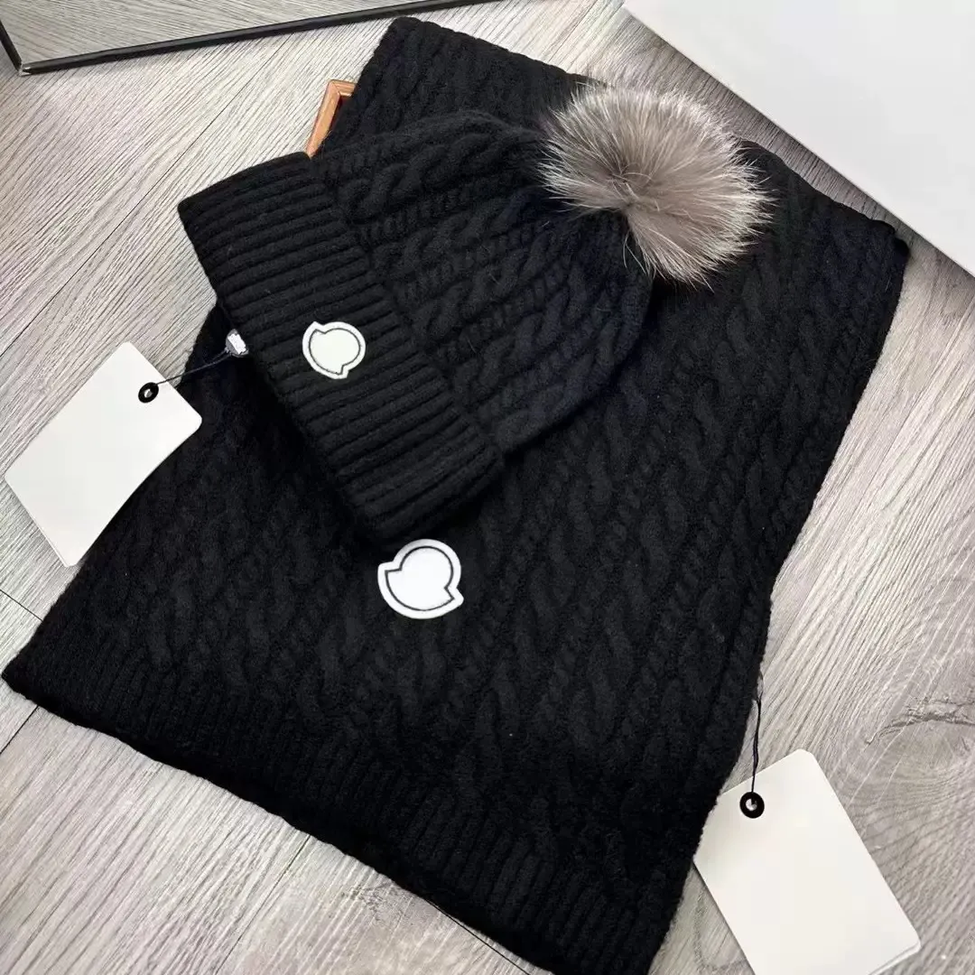 luxury brand beanie Women Men Scarf Hat two piece set long scarf Fashion soft breathable 100% wool warm autumn and winter thicker
