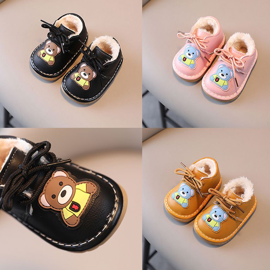 Infant Winter First Walkers Shoes Plush Warm Baby Girl Shoes Cute Cartoon Casual Boy Shoes Walkfashion Flat Soft Comfortable Toddler Shoes Sizes 16