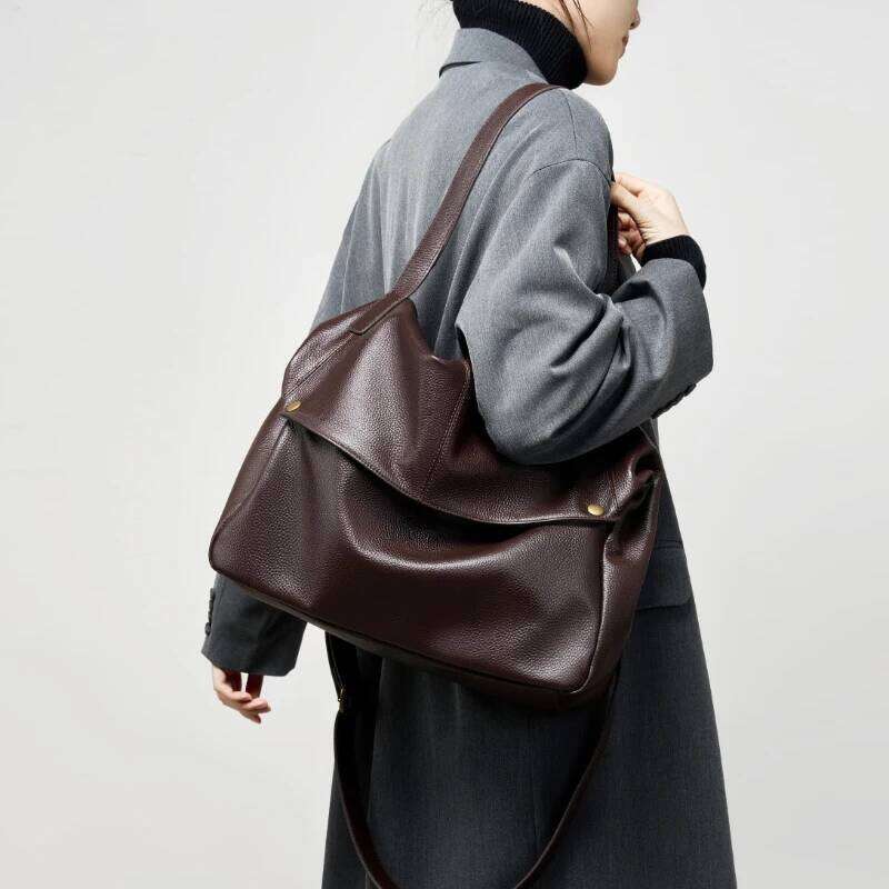 Sac à bandoulière en cuir véritable pour femmes, fourre-tout de grande capacité de styliste, sacs à bandoulière en cuir de vache souple de haute