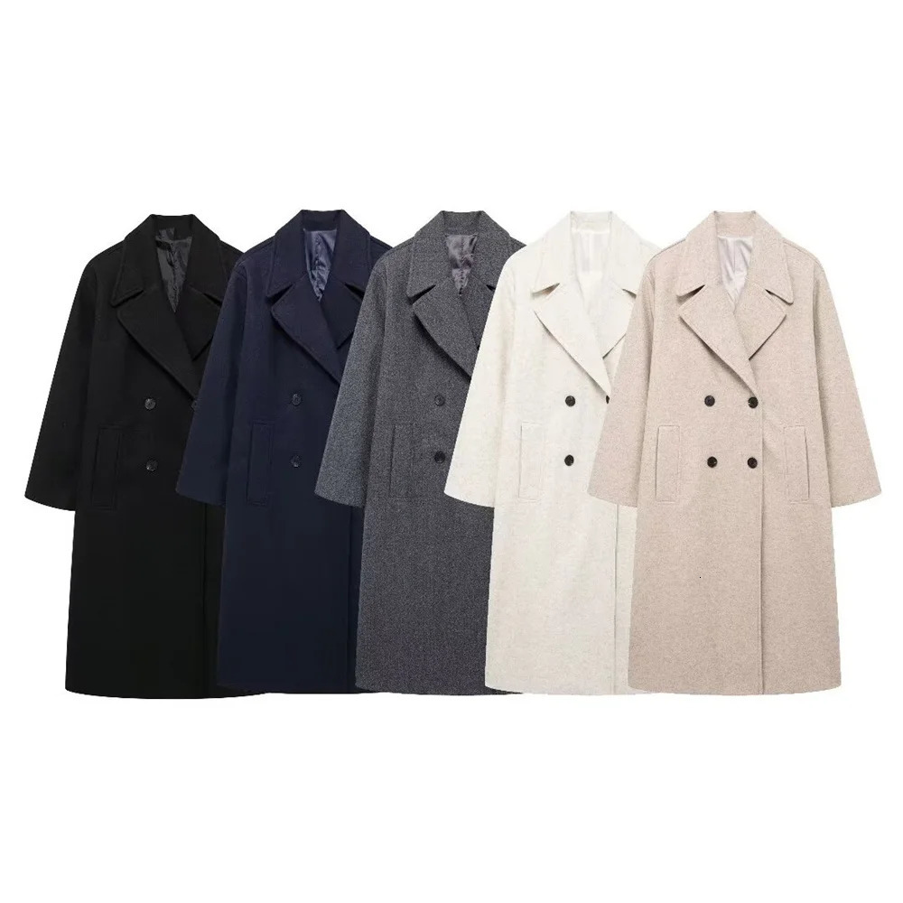 RARF autumn European and American style double breasted lapel long sleeved soft loose coat jacket 250820