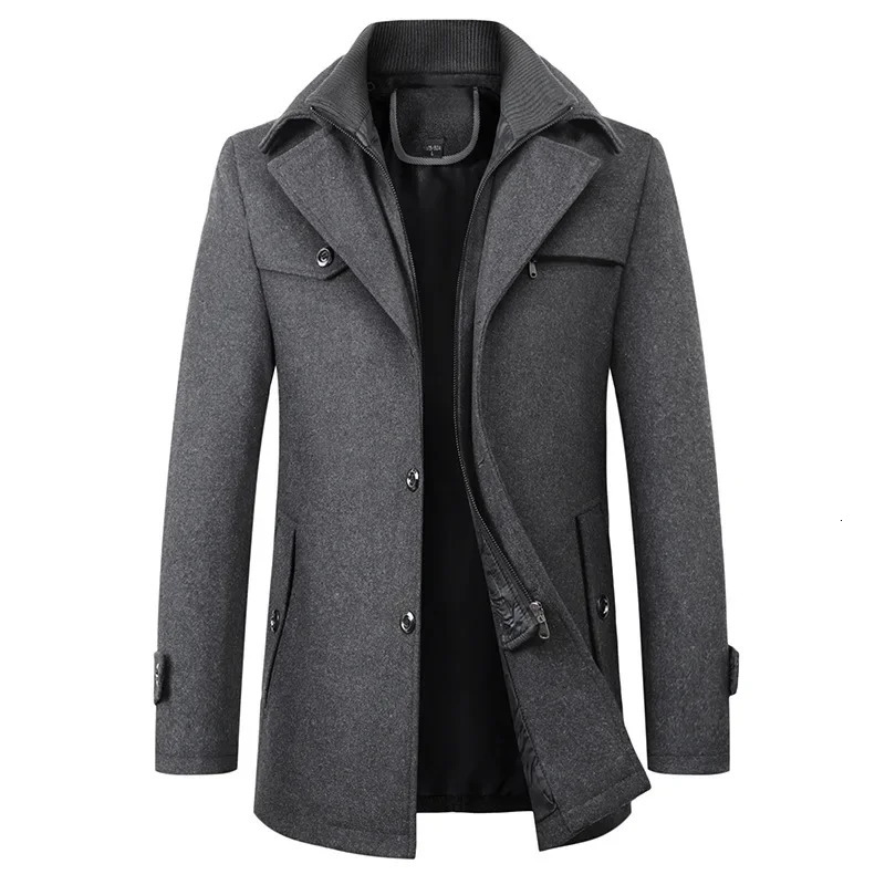Woolen Coat Mens Business Casual Fashionable Thickened Warm Trendy Flow Fashion Jacket250820