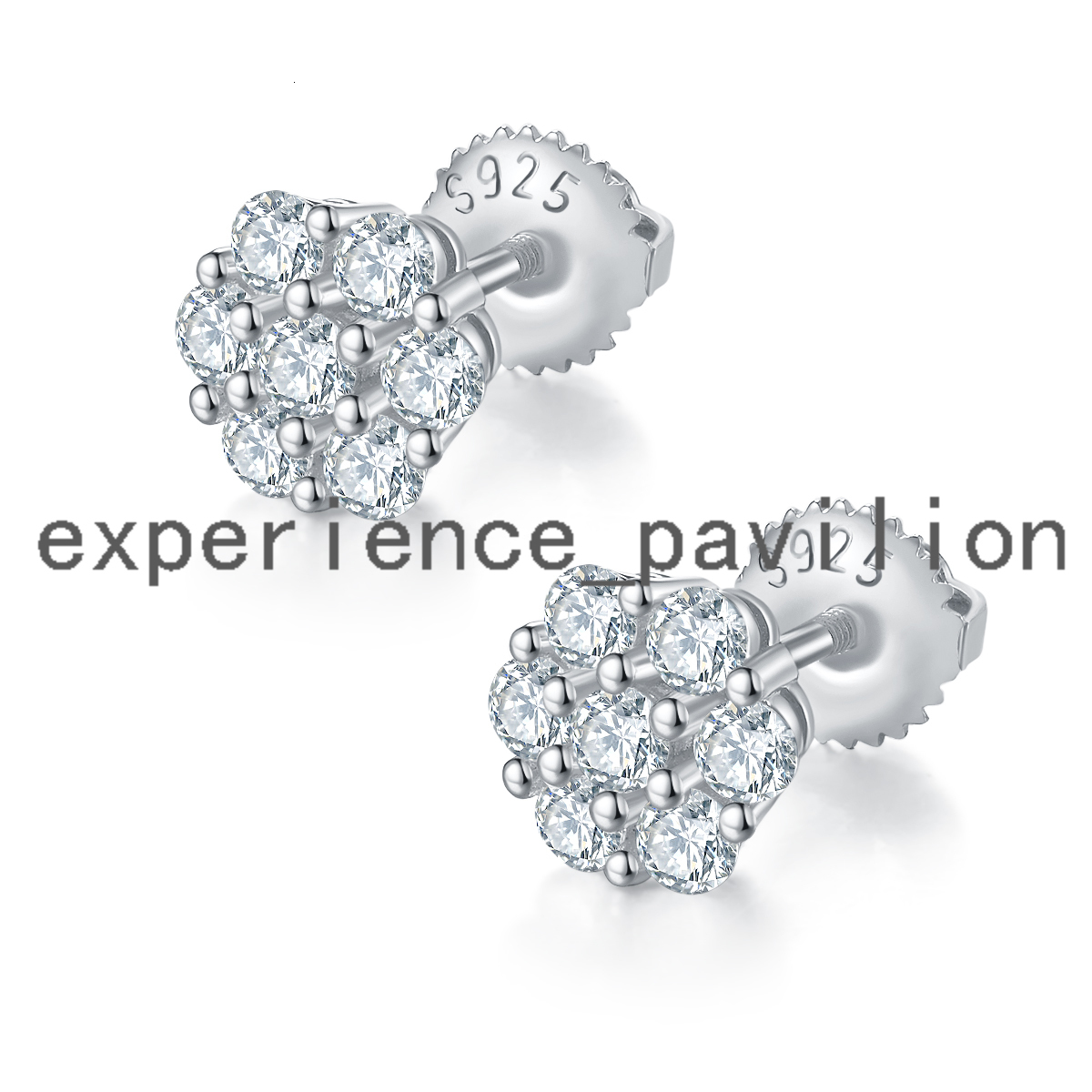De Fashion Womens 0.84ct 925 Sterling Silver Stud Earrings Full VVS Moissanite with Flower Design in Gold Silver Color