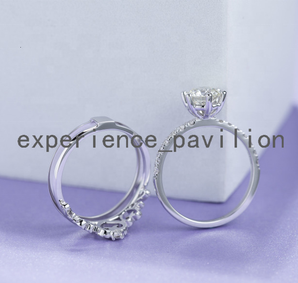 Bijoux de mode Femmes Crown Couple Rings 925 Bague en or blanc sterling / 18 carats pour bague