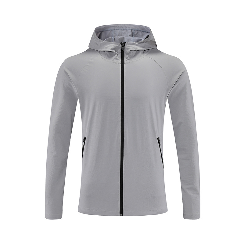 Cardigan à capuche à veste de sport en nylon à sec rapide pour hommes pour l'entraînement en fitness en cours d'usure décontractée en hiver d'aut