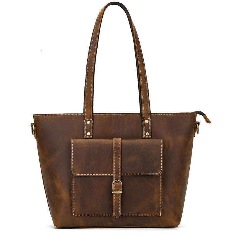 Sac à main unisexe Crazy Horse pour hommes, grande capacité, porte-documents en cuir véritable, fourre-tout