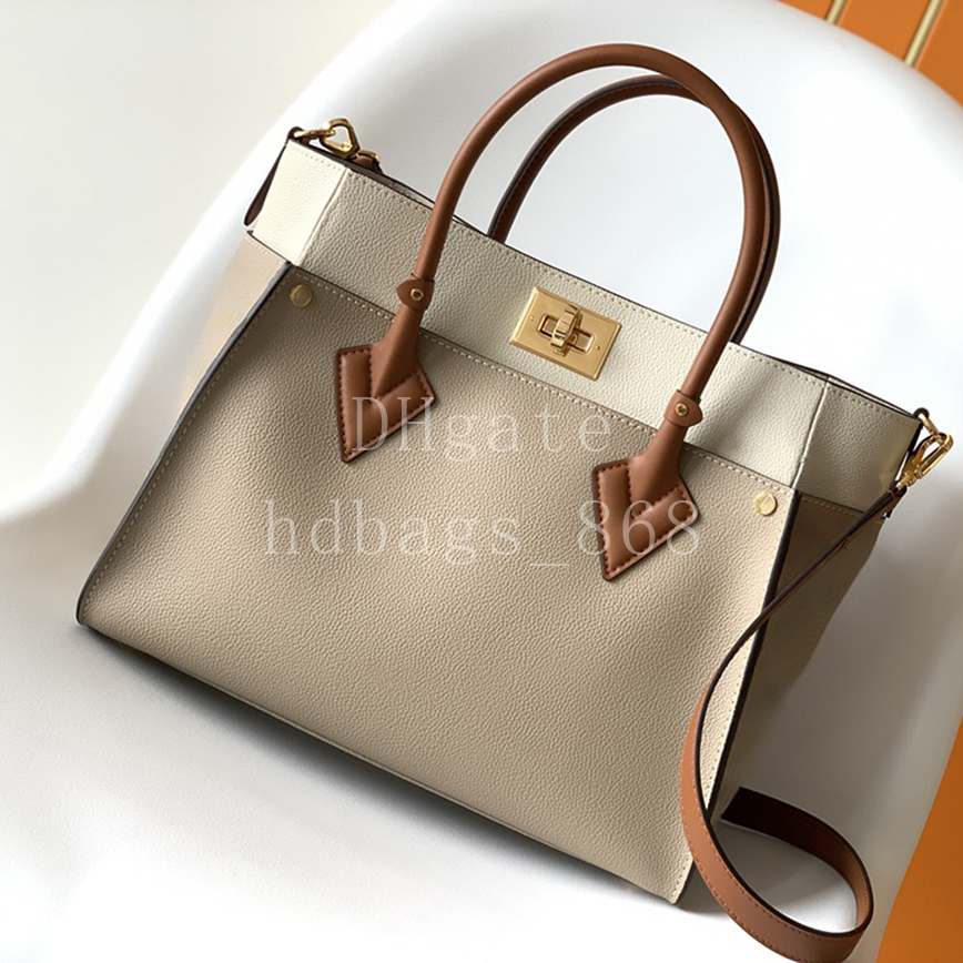 Mirror quality Designer Bags On My Side MM Tote Shopping Bags Luxury Calfskin Leather Shoulder Bag 30.5CM With Box LO03B1