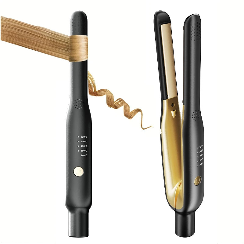 2-en-1 Mini Coiffure Curler à lisser - Chauffage rapide en céramique 140-220 ° C - Fer plat portable pour le style de voyage de cheveux courts 25
