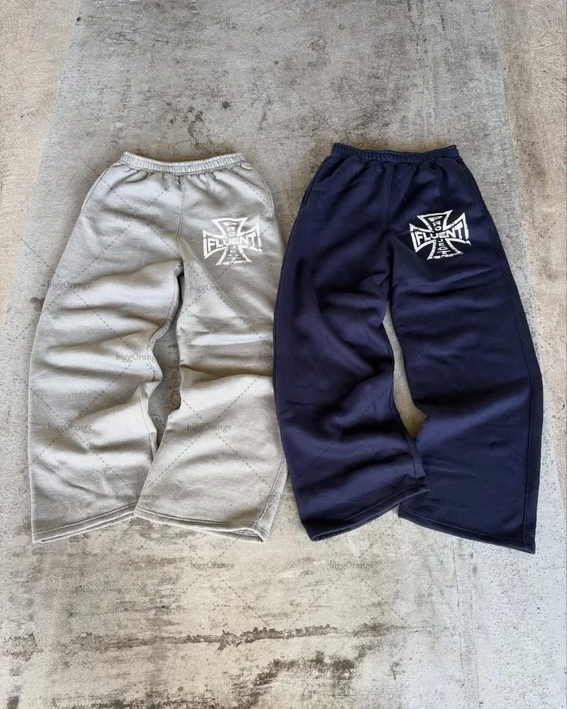 High Street Trendy Streetwear Trousers American Retro Baggy Straight Pants Men Y2K Harajuku Casual Loose Sweatpants Women250820