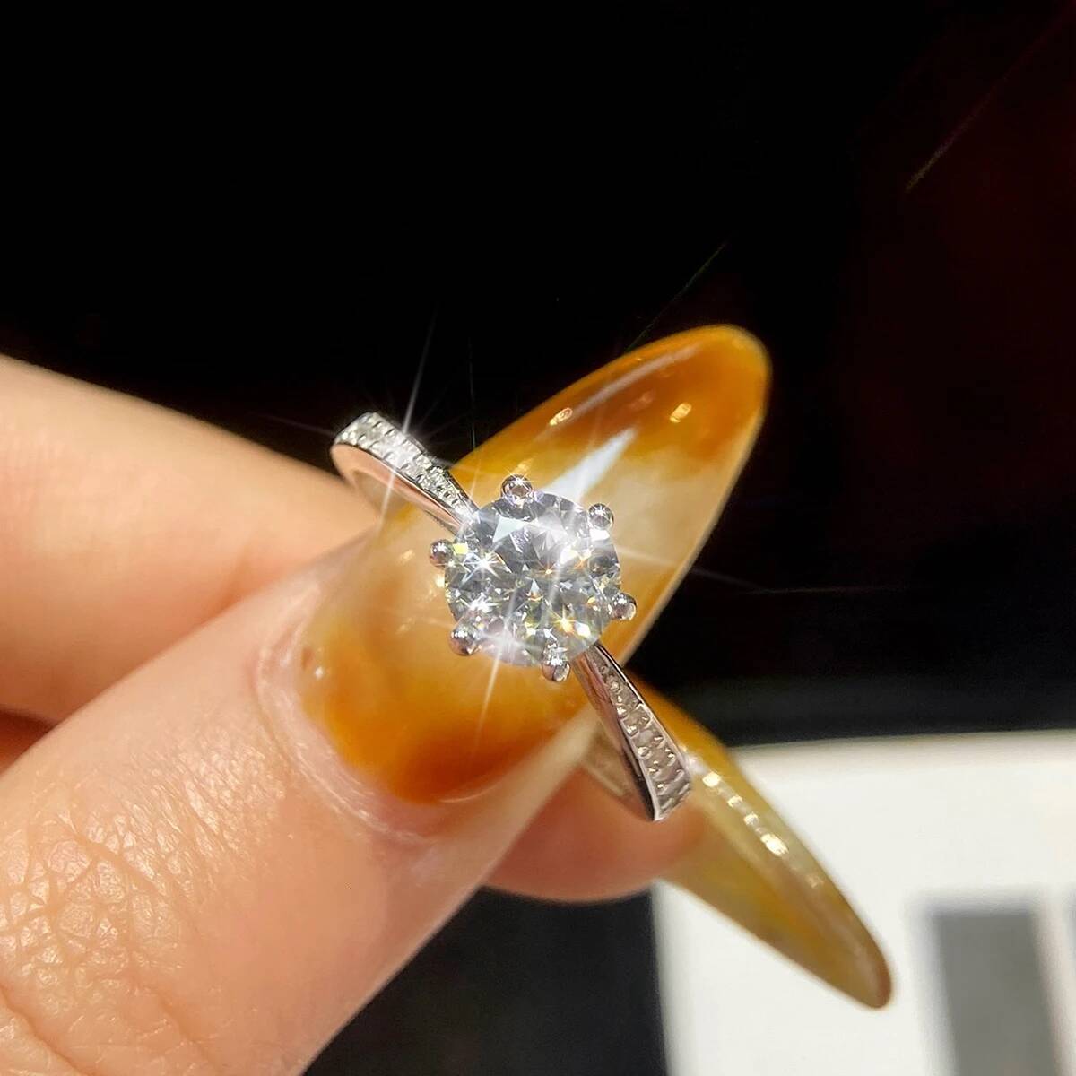 KNB 1ct Real Moissanite Ring Engagement Wedding Diamond Rings for Women 925 Sterling Silver High Quality Luxury Jewelry