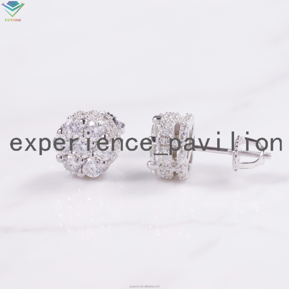 Fashion Sun Flower Mossanite Earrings for Men Women 925 Sterling Silver VVS Moissanite Diamond Stud Earrings