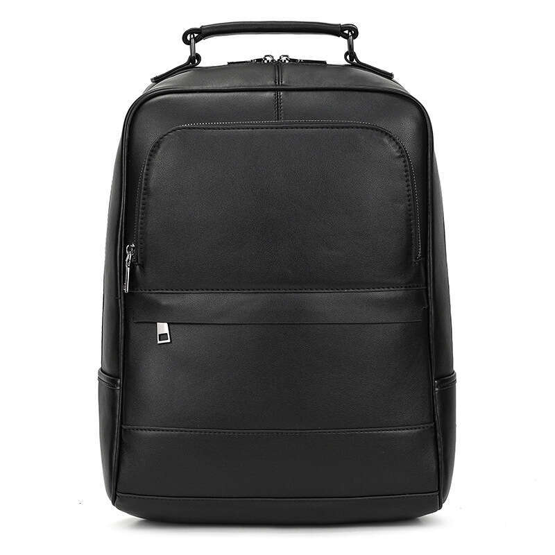 Crazy Horse Genuine Simple Backpack Fashion Travel Men's Black Leather Business Laptop Bag