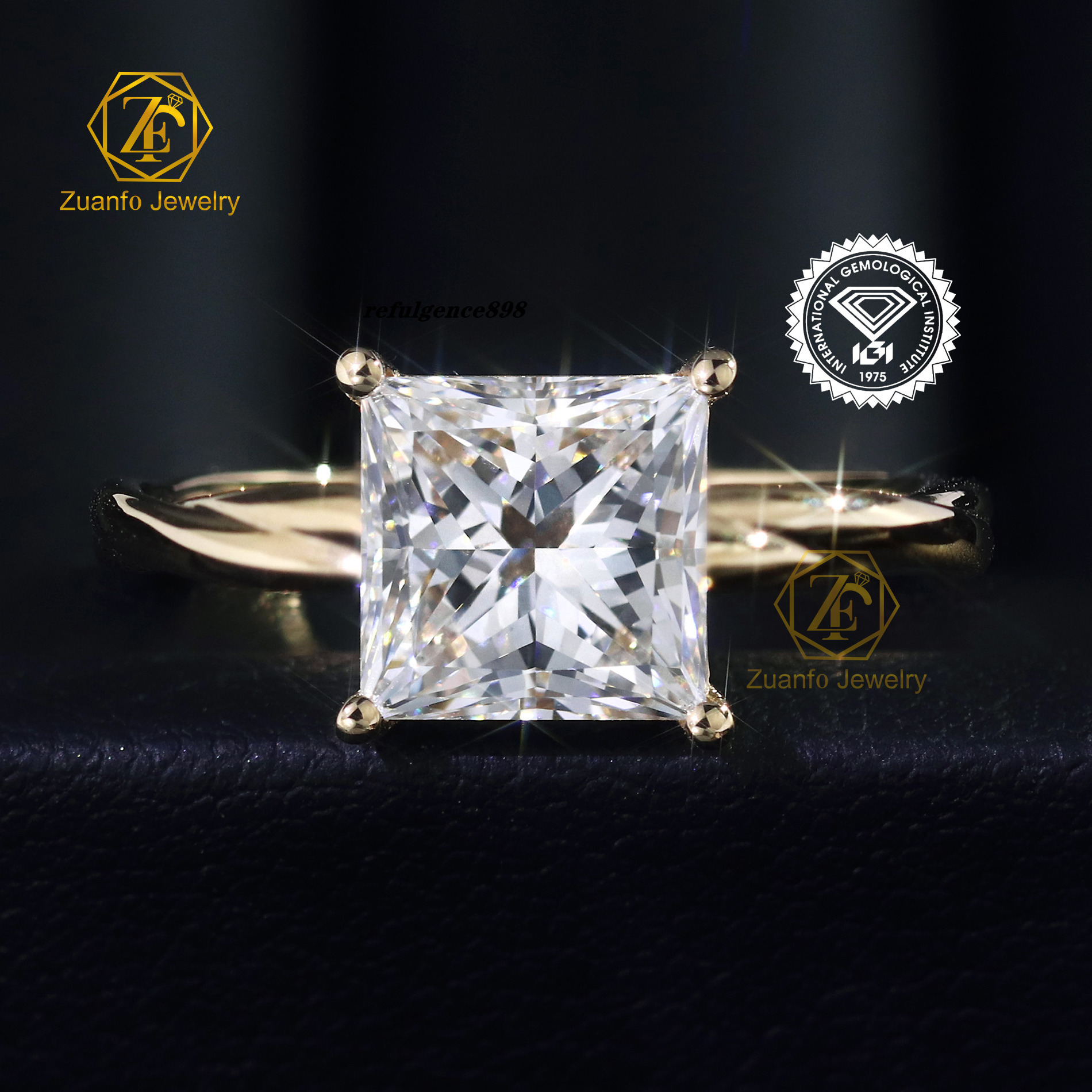 Marriage Cvd Engagement Solid Real 14k Princess Cut Lab Grown Diamond Gold Wedding Rings for Women With IGI Certificate