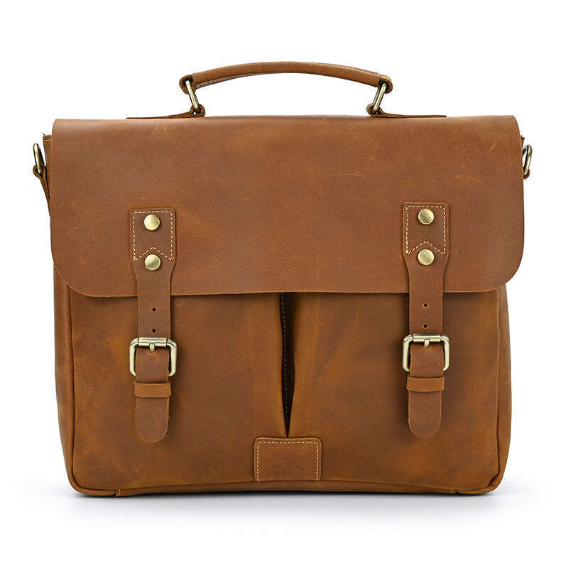 New Crazy Horse Genuine Leather Handbag Laptop Handheld Briefcase Men's Bag