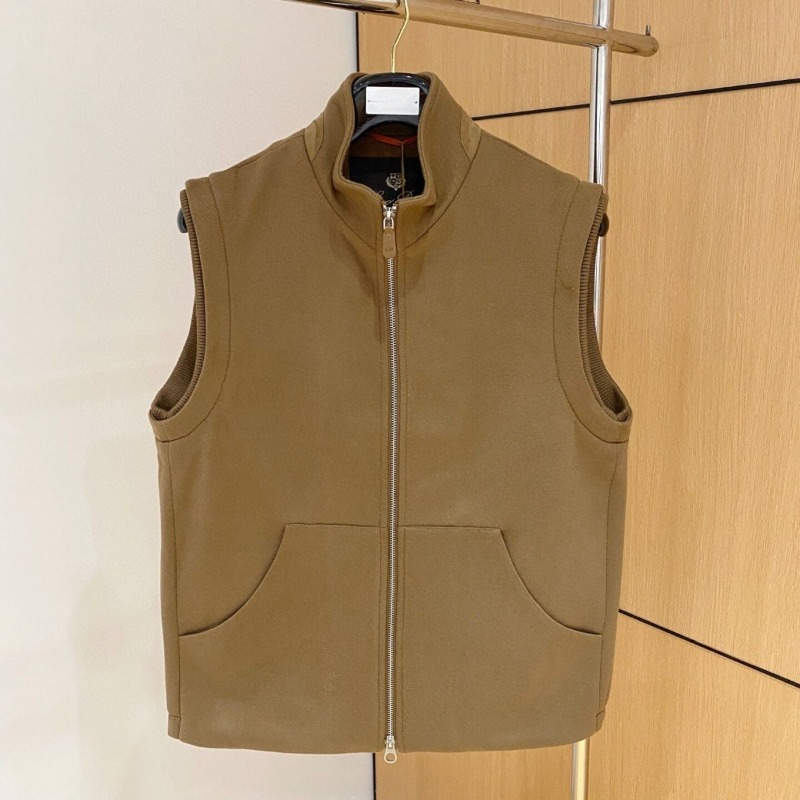 Men Vests Winter Embroidered Casual Stand Collar Zipper Sleeveless Vest L1289