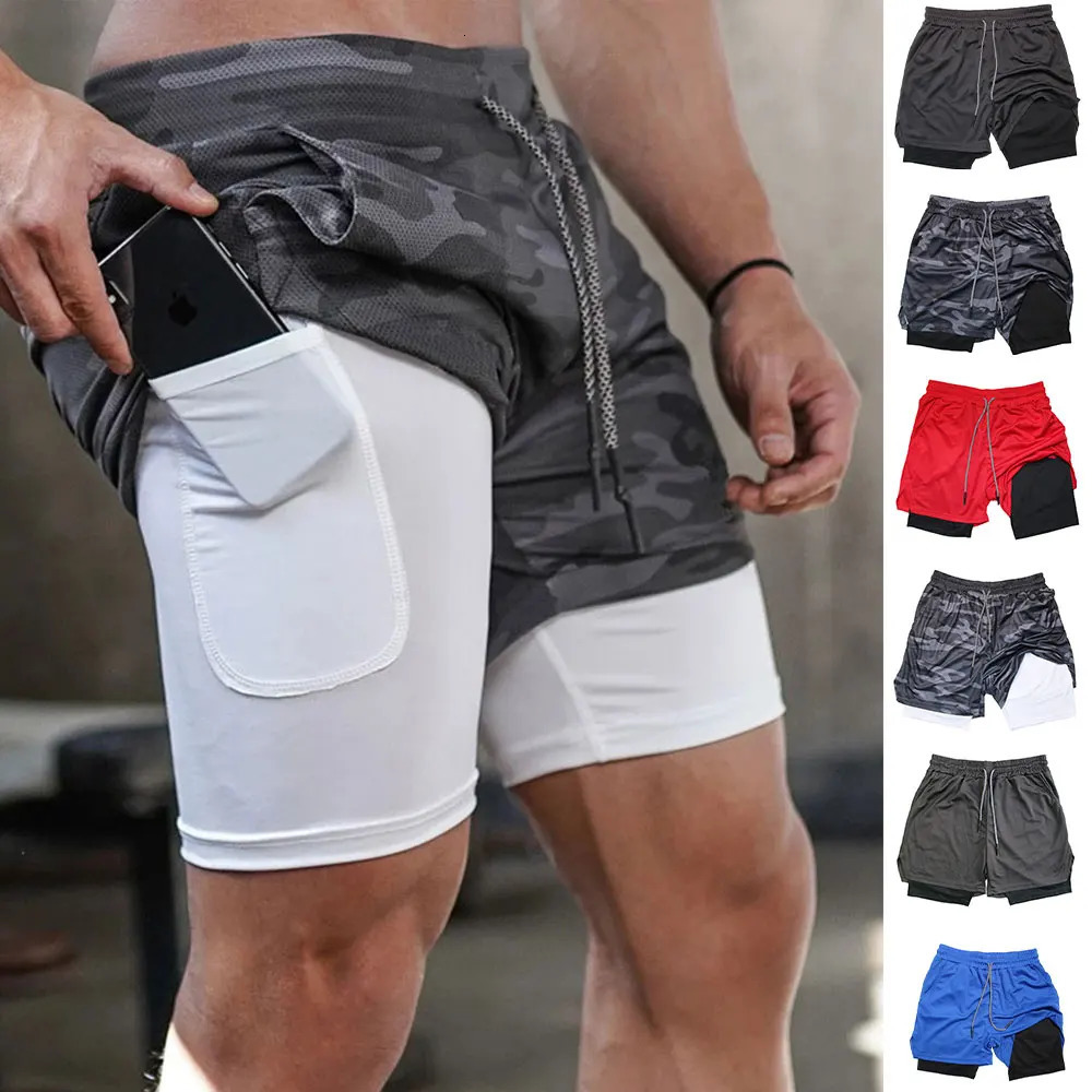 Mens Performance Shorts Soild Color 2 in 1 Gym Shorts Compression Stretchy Sports Shorts Quick Dry Fitness Workout Summer250820