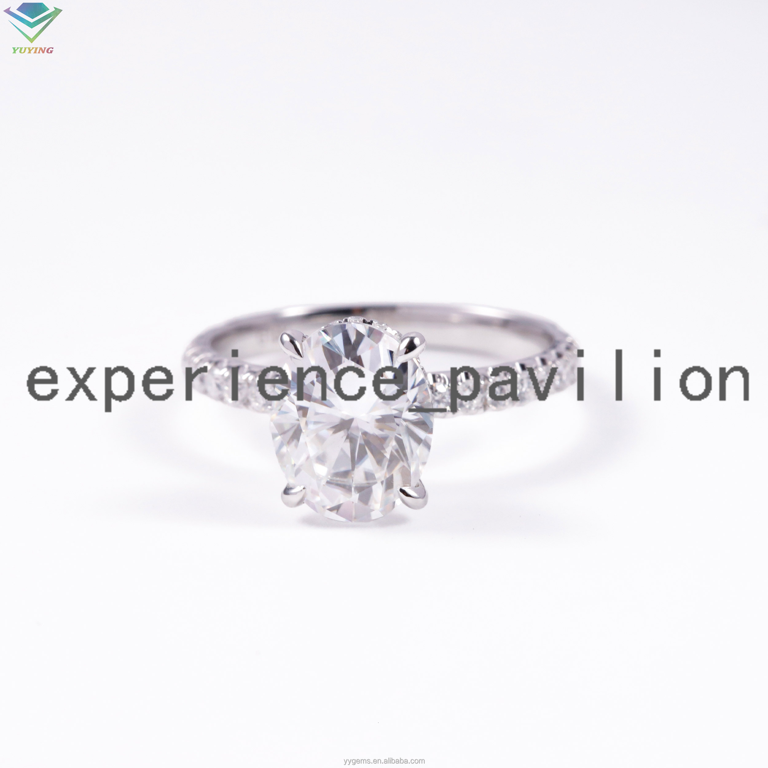 Custom 18K White Gold 2CT Ice Oval VVS Lab Grown Diamond Women Wedding Rings IGI Certified HPHT/CVD Diamond Fine Jewelry
