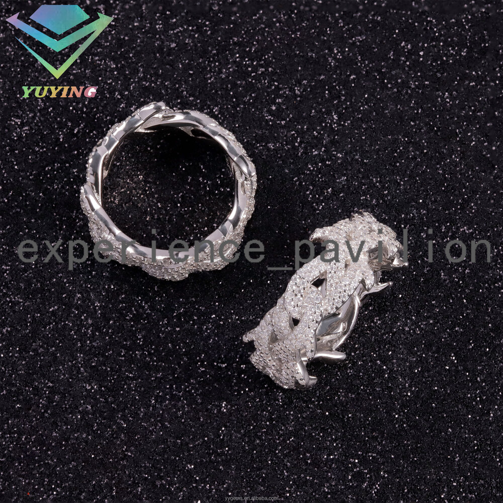Fine Jewelry Moissanite Hip Hop 925 Sterling Silver Rings Rapper Style 18K Gold Plated Moissanite Diamond Ring for Men
