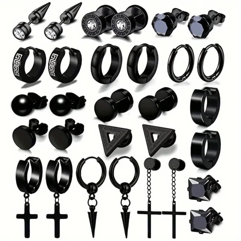 30pcs 316L Stainless Steel Cross Stud Earrings Set for Men WomenTragus Spiral Ear Cartilage Hypoallergenic Piercing Jewelry 250818