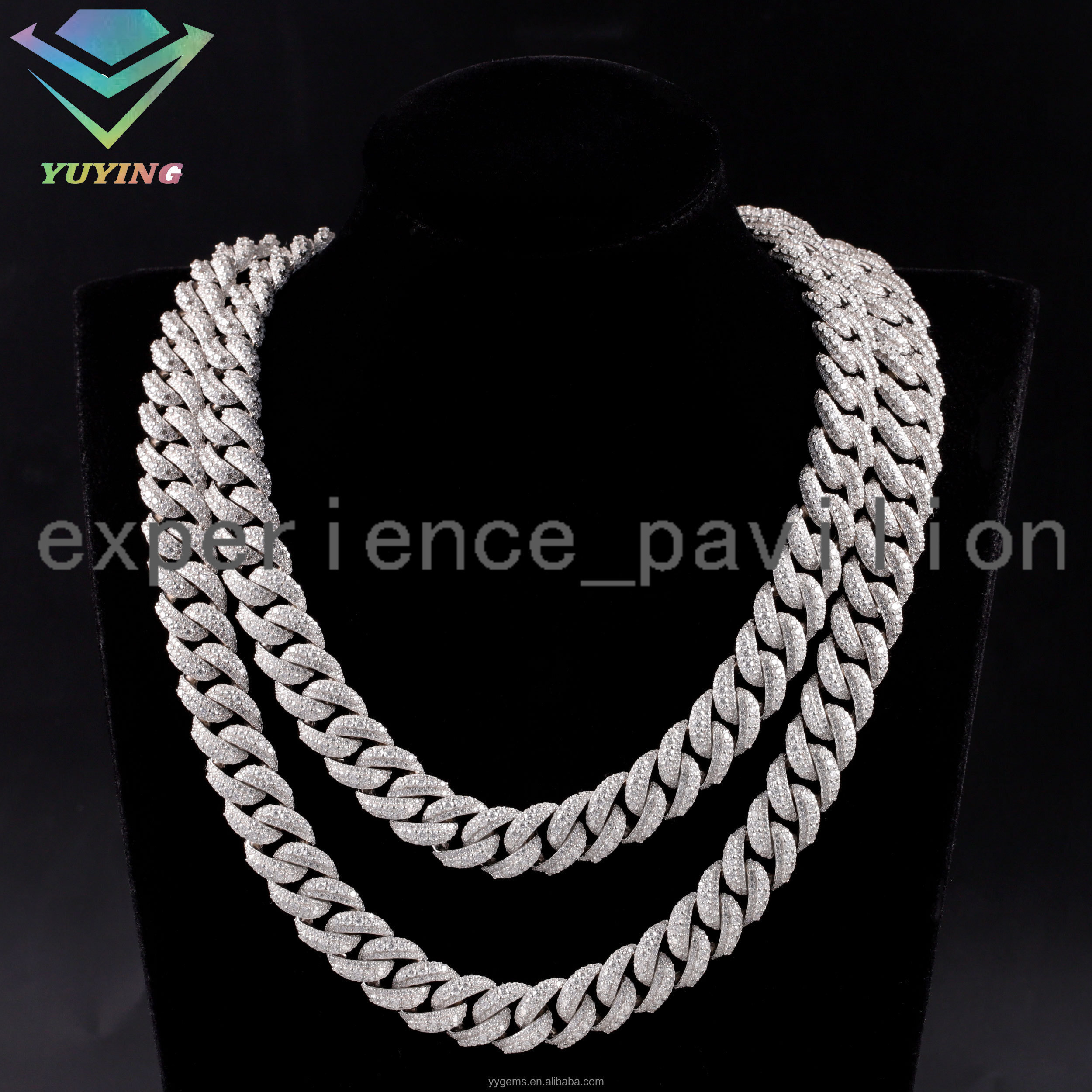 Iced Out VVS Moissanite Cuban Chain Jewelry Necklace Bracelet Men s 18mm Width 925 Solid Silver Cuban Link Chain
