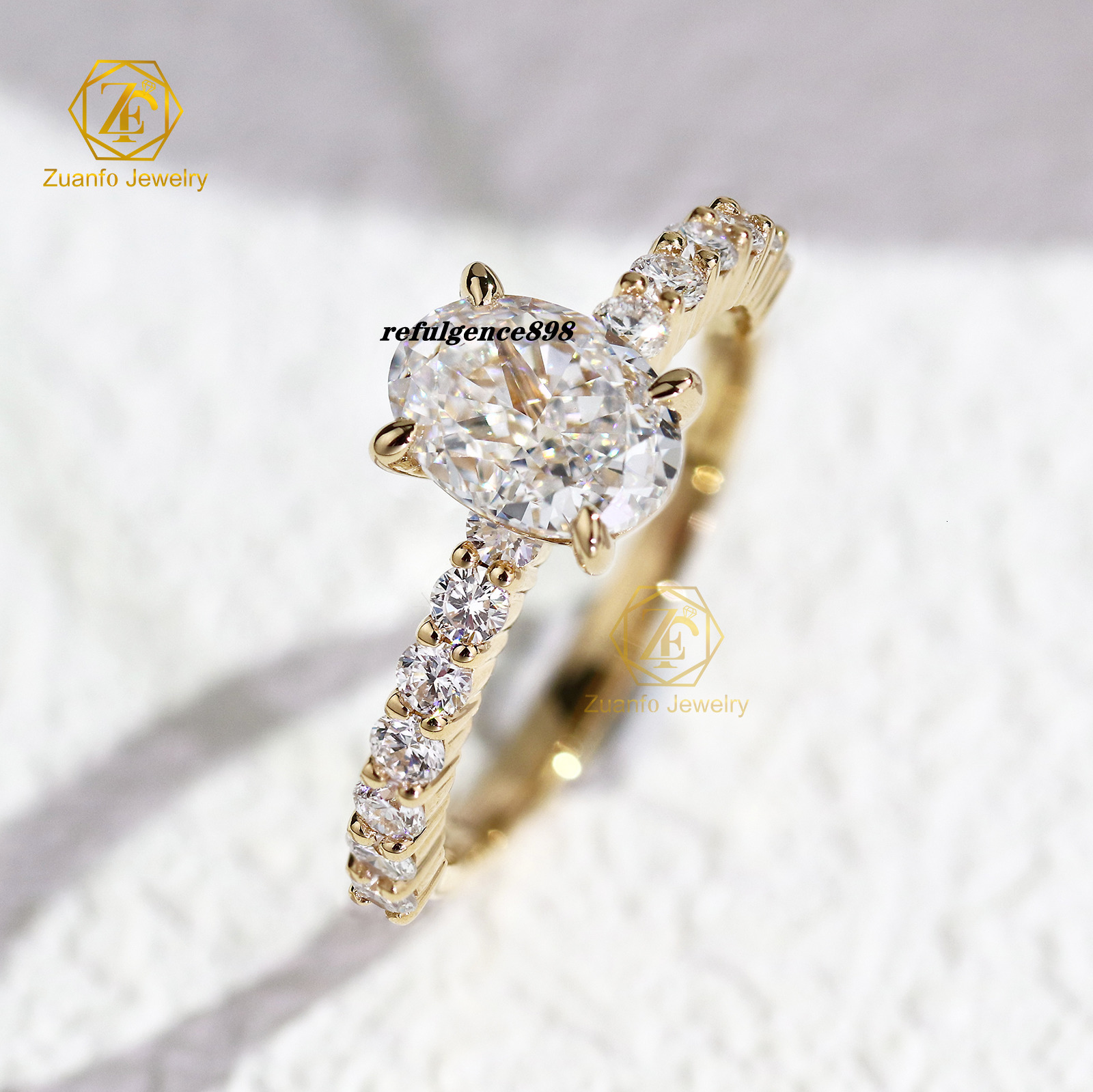 Factory Custom 14K Pure Solid Gold Lab Grown Diamond Ring IGI Fine Jewelry Engagement Wedding Ring for Women Gifts