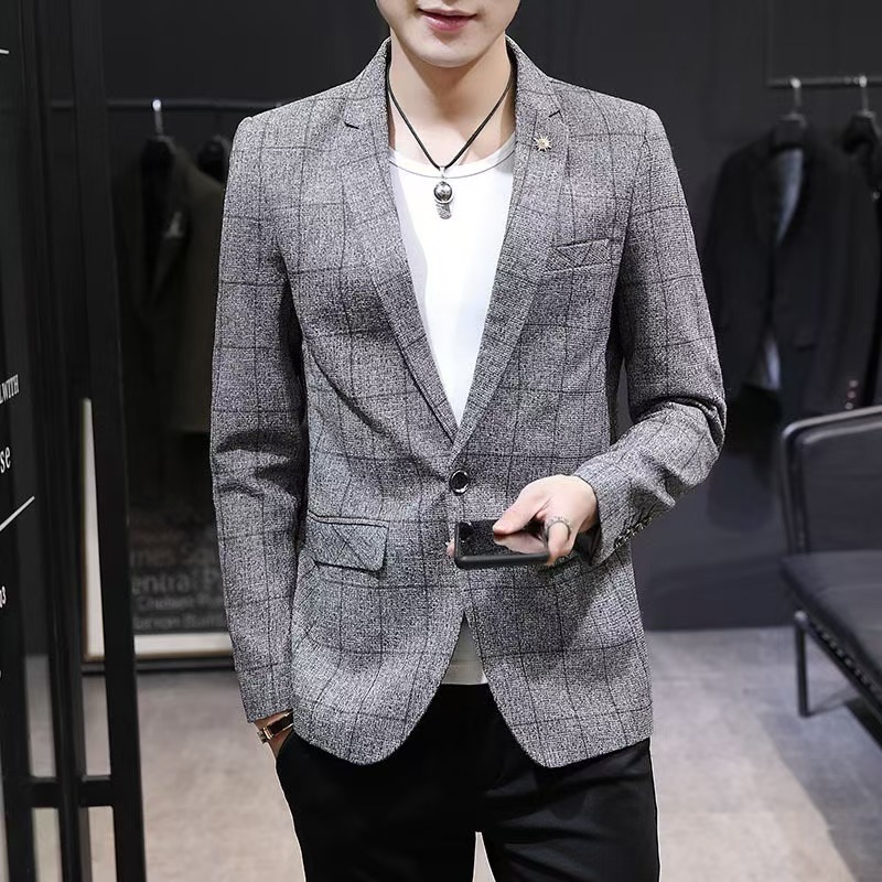 Designer's suit men's suit American retro herringbone pattern suit jacket men's plus size Korean version trendy formal wear busine