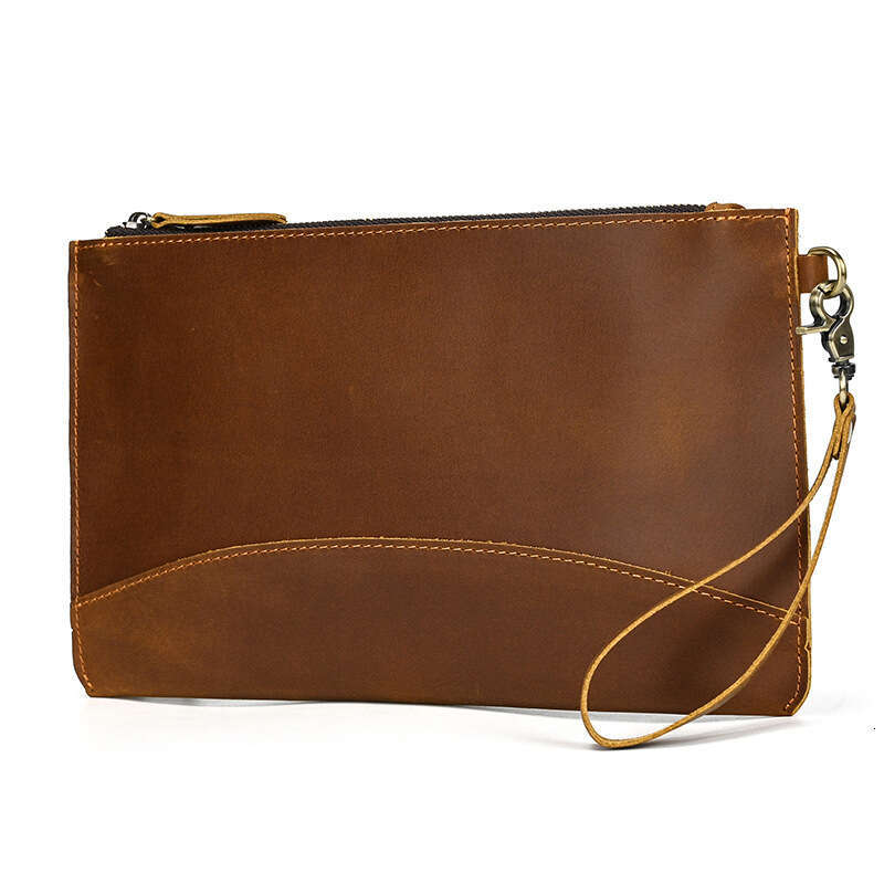 Men's Top Layer Cowhide Envelope Large Capacity Genuine Leather Clutch Bag TikTok