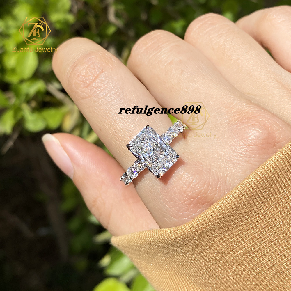 Luxury Radiant Cut Lab Grown Diamond Ring Claw Set Ring With Hidden White Gold Engagement Ring
