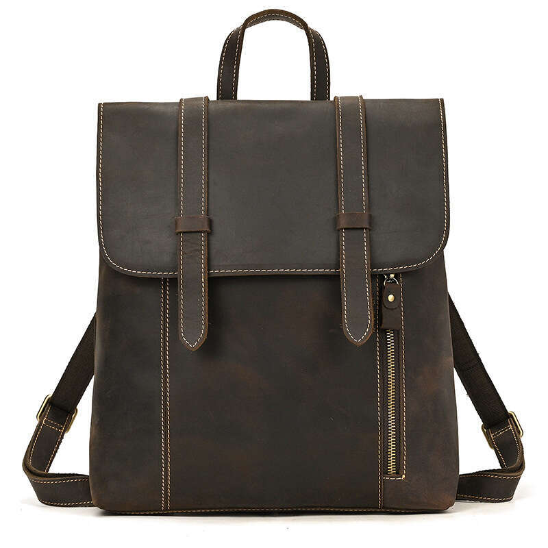 New Men's Top Layer Cowhide Single Shoulder Dual-use Backpack Unisex Casual Travel Student School Bag
