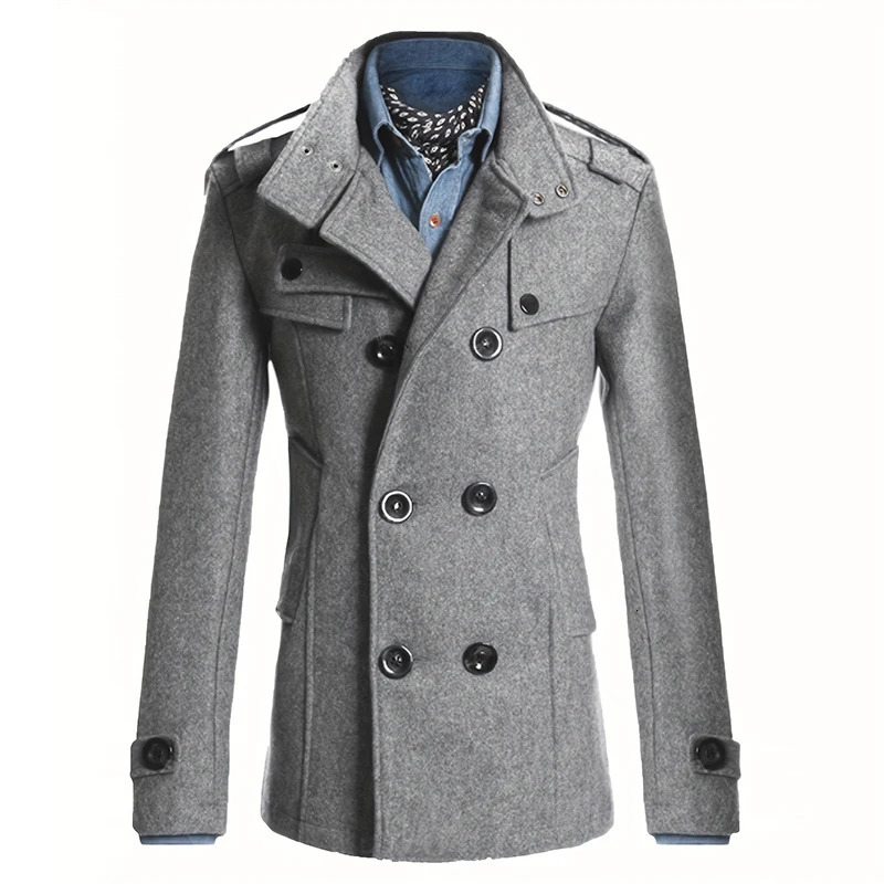 Mens Streetwear Solid Color Mid-length Woolen Coat Fashion Casual Button-down Suit Collar Jacket Leisure Retro Clothes250819