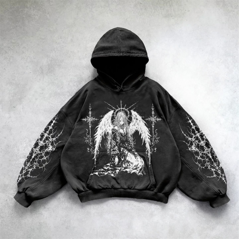 Sweat-shirt surdimensionné de la Street High High Street Couples Sweat à swets Sweat à swets Goth Y2K Tops Streetwear Gothic Clothes 250814