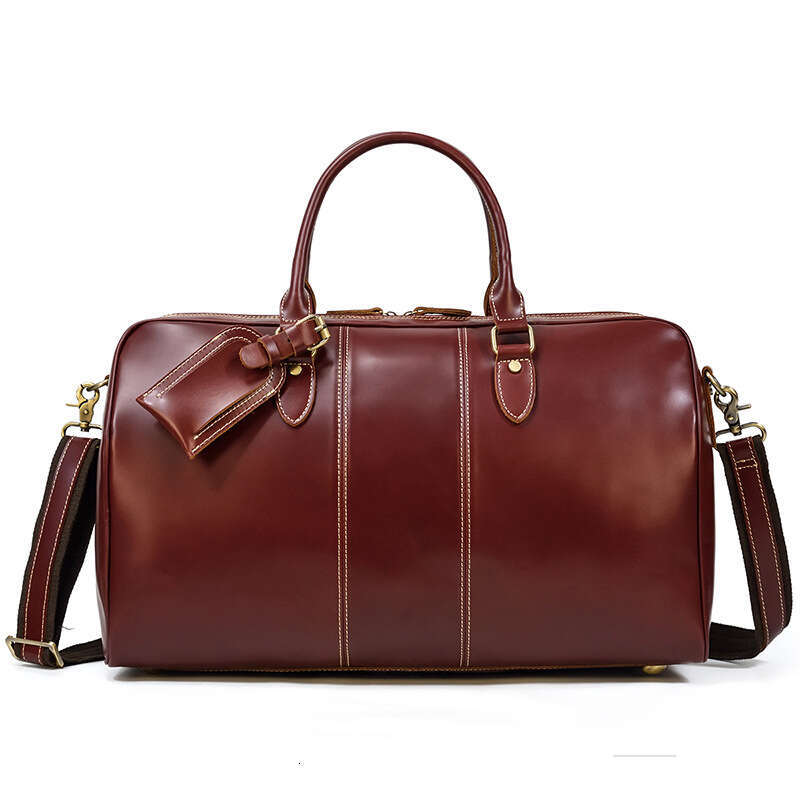 New Men's Genuine Travel Crazy Horse Leather Handbag Large Capacity Shoulder Crossbody Bag