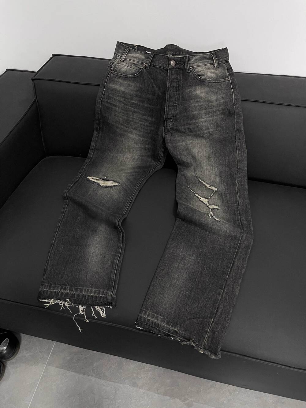 Men's Jeans CL24SS Bull King Wesley Knife Cutting Washing Destruction Doing Old Straight Tube Loose High Street Cowboy Pants