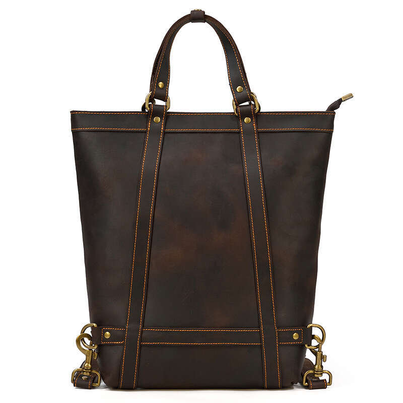 New Genuine Multifunctional Handbag Men's Crazy Horse Leather Personalized Backpack Vertical Cowhide Briefcase