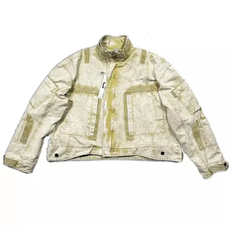 Waste Soil Sand Style Mens Heavy Industry Distressed Loose Silhouette Cargo Jackets Coat 250819