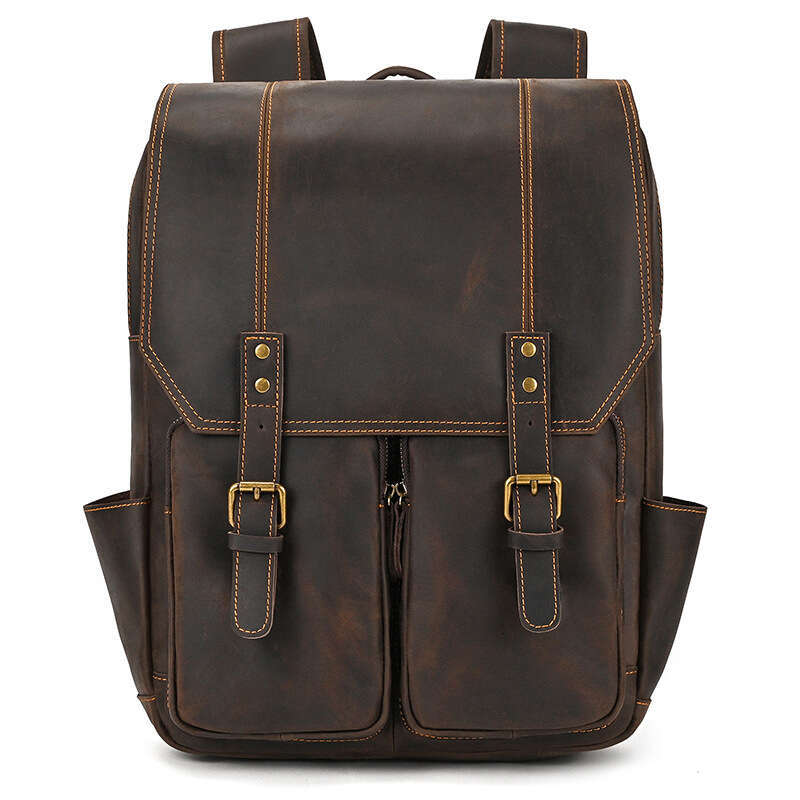 Large Capacity Crazy Horse for Men, First Layer Cowhide Travel Genuine Leather Backpack