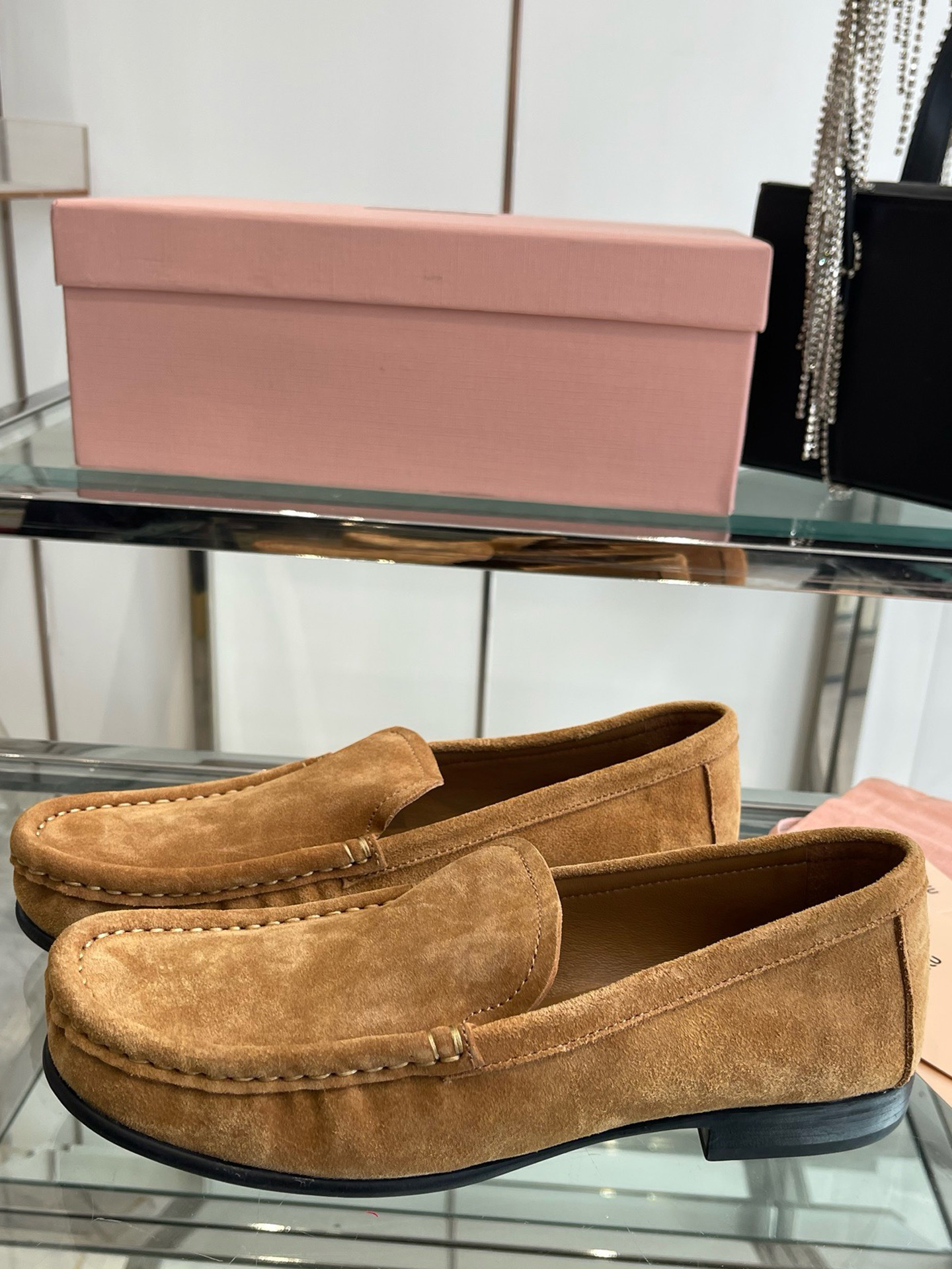 Suede loafers 5D499E Buffalo leather loafers 5D499E Womens SS25 Autumn Winter Latest Fashion Style Lefu Shoes suede fabric rubber sole with box