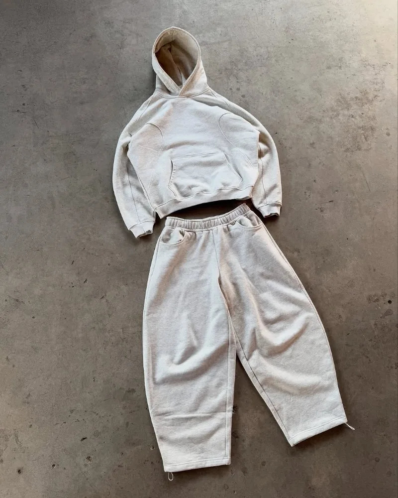 Trendy Harajuku Hip-hop Pure Cotton Men Hoodie Suit Y2k Gothpunk American High Street Classic Oversized Trousers Women250820