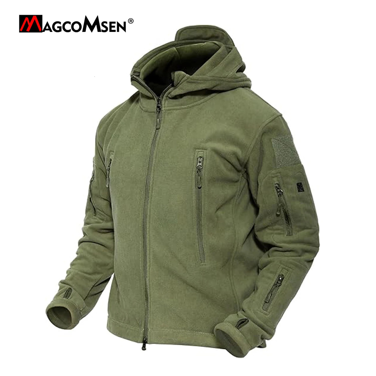 MAGCOMSEN Mens Warm Fleece Hooded Jacket Windproof Coats Fall Winter Jacket Hiking Travel Climbing250813