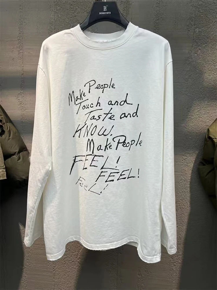 2000s Y2k Men Tops Harajuku Retro Gothic Letter Graphic Printed T shirt Hip Hop Tee shirt Aesthetic Long Sleeved Streetwear 250818