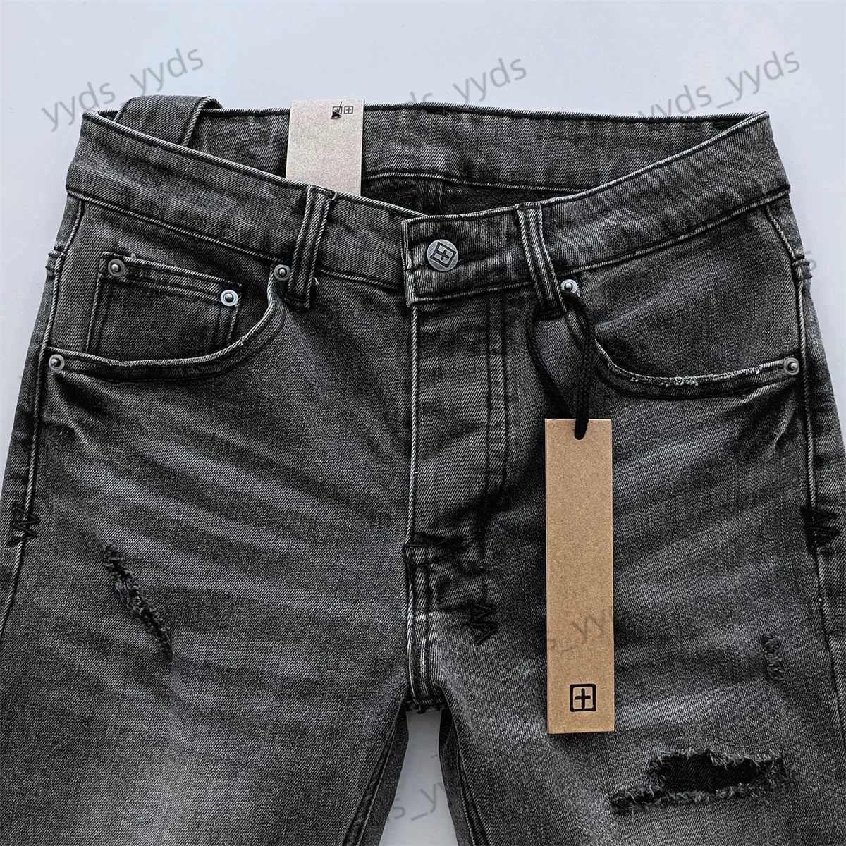 Black Gray Fashion KSUBI Cross Jeans Men Brand High Strt Hole patch Trend Low Rise Stretch Skinny Pants Ripped Frayed TrousersT250314 T250820