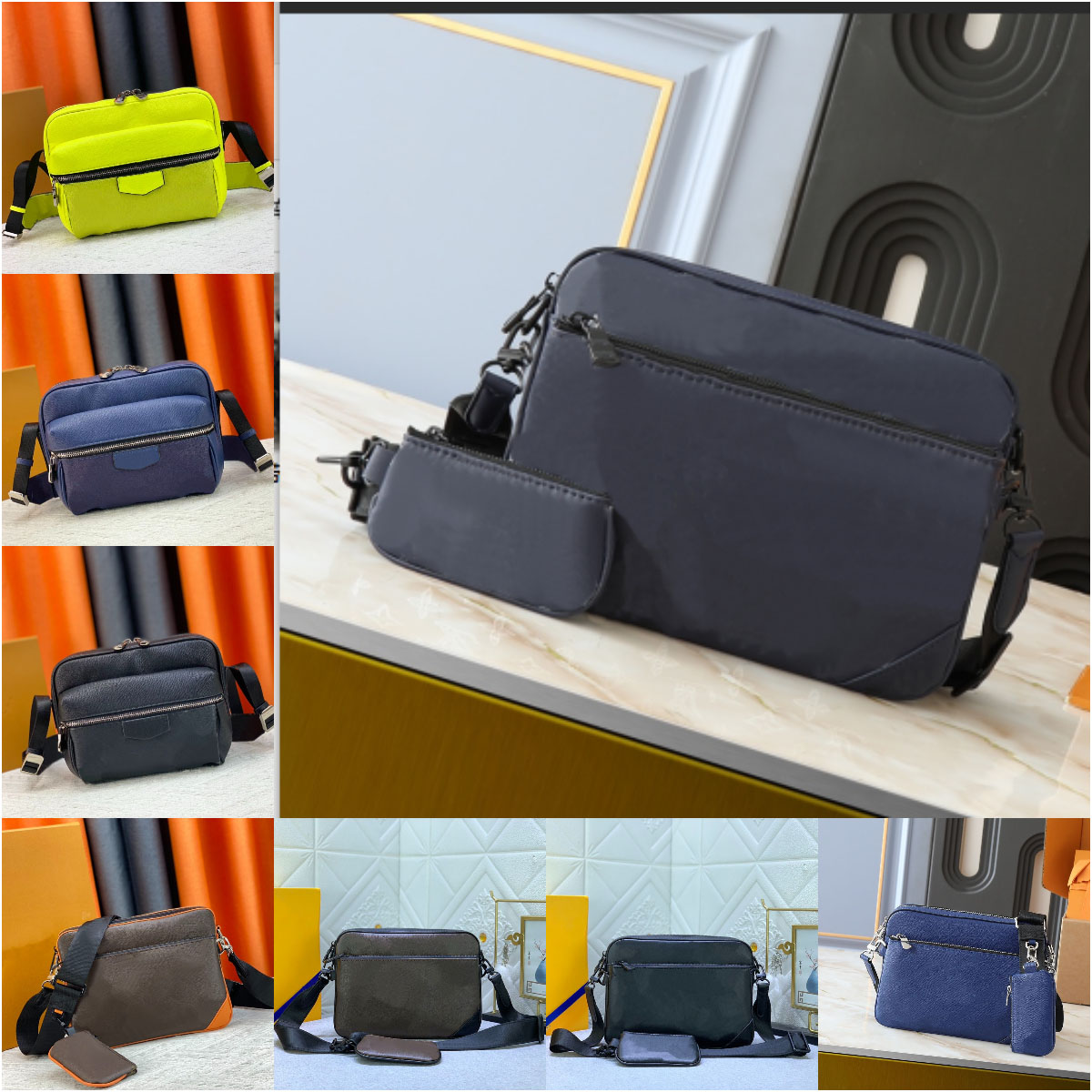 Luxury Designer Sacs Hommes à Bandoulière Mode Vintage Imprimé Classique Besace Fermeture Éclair Haute Qualité Sacoche Traversée Quotidien Voyage