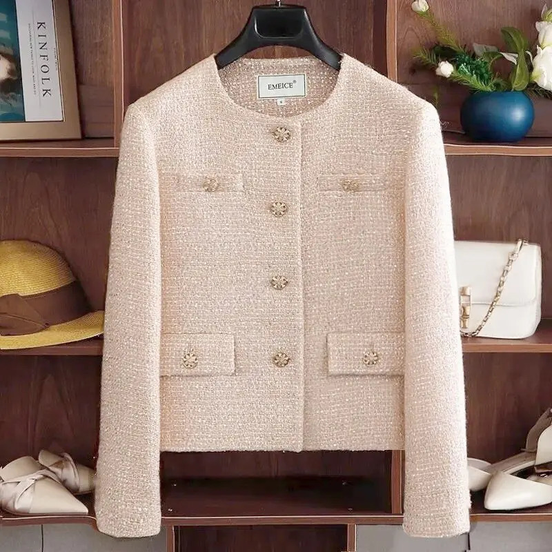 Fashion small fragrance style coat Womens spring and fall elegant French short jacket slim casual tweed top y2K 250820