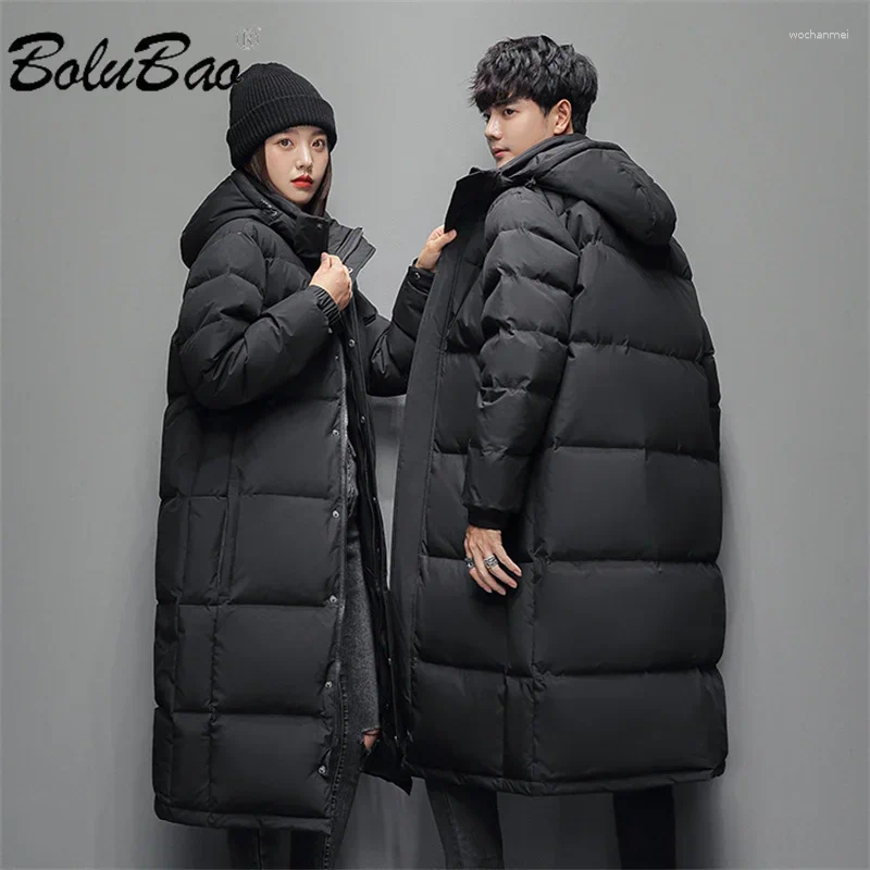 Men's Down 2025 Men Jacket Couple Coat Fashion Long Hooded Quality Korean Style Casual Women Winter Duck