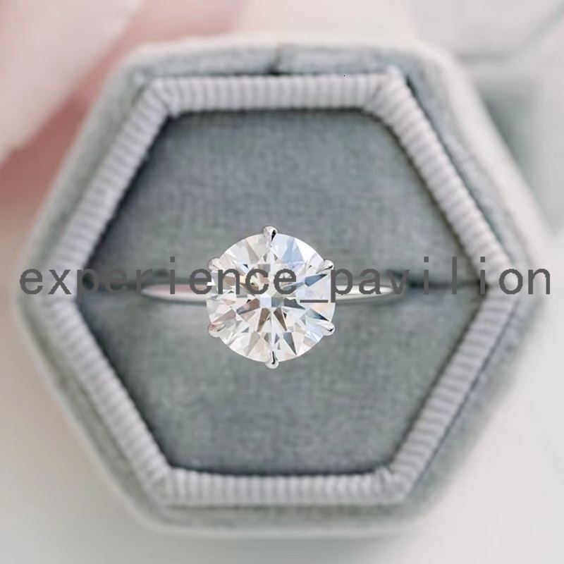 Classic 2.0 ct Round Diamond Ring S925/10K/14K White Gold 6 Prongs Moissanite Wedding Rings Jewelry Women